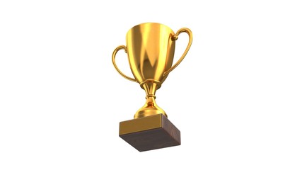 3D render of Gold Trophy Cup isolated on white