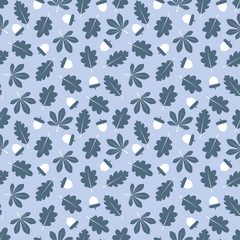 Seamless pattern with oak leaves and acorns