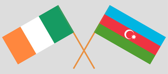 Azerbaijan and Ireland. Crossed Azerbaijani and Irish flags