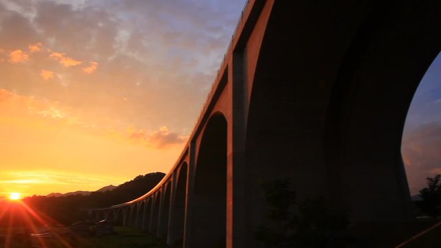 Ueda Roman Bridge at sunset, Ueda, Nagano Prefecture, Japan
