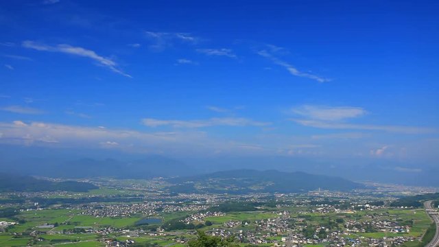 Distant view of cities of&nbsp;Ueda&nbsp;and&nbsp;Maruko,  Tomi,  Nagano,  Japan