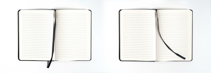 black notebook on white background with clipping path