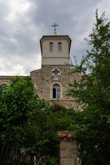 Fragment of the facade of the Church "Dormition of Theotokos". Ancient historical town of Nessebar. Bulgaria