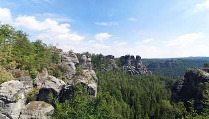 Fototapeta na wymiar Blick auf die Felsen der Bastei in Rathen 