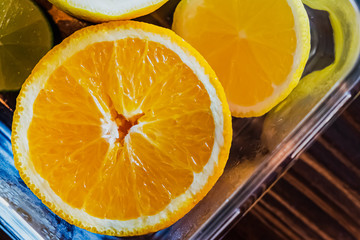 slice of fresh citrus fruits - Lemons, oranges, limes