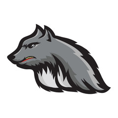 Silhouette of Werewolf Head Isolated on White Background. Fairtale Character of Ancient Mythology. Fictional Animal Wolf Mascot.