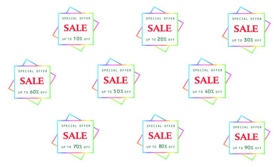 Special offer for sale. Vector illustrations. Discount label offer price, symbol for retail advertising campaign, promotional marketing, % discount sticker, promotional offers on trading day