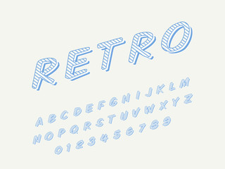 Retro font and alphabet. Stock vector illustration