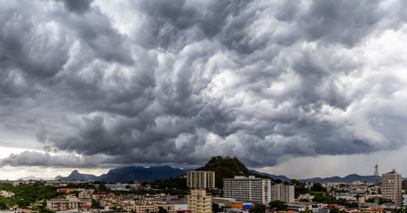 Dark Rain Clouds in a thunderstorm in summer, Rio de Janeiro, Brazil