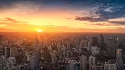 Obraz premium Aerial city view of Bangkok downtown, a lot of building.