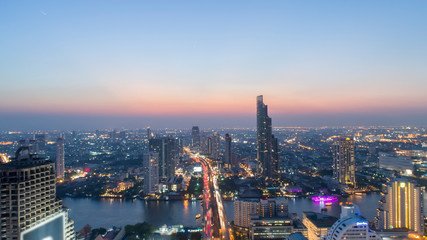  Aerial city view of Bangkok downtown.