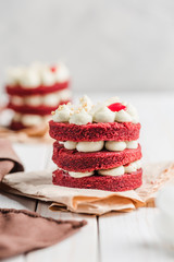 Biscuit cake Red Velvet with white Belgian chocolate cream