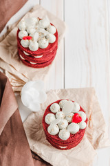 Biscuit cake Red Velvet with white Belgian chocolate cream