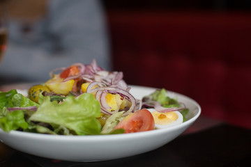 salad plate on dark background