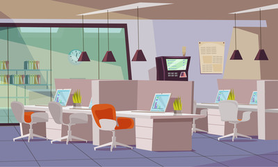 Empty office flat vector illustration