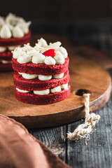 Biscuit cake Red Velvet with white Belgian chocolate cream