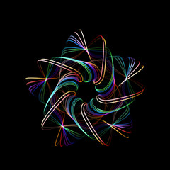 3D abstract creative background or decoration element. Twisted colored lines in motion. Technology, modern science or big data and information concept. EPS10, vector illustration.