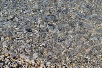 Abstract beach background texture with pebbles, sands and sea water in bodrum turkey