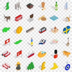 Bread icons set. Isometric style of 36 bread vector icons for web for any design