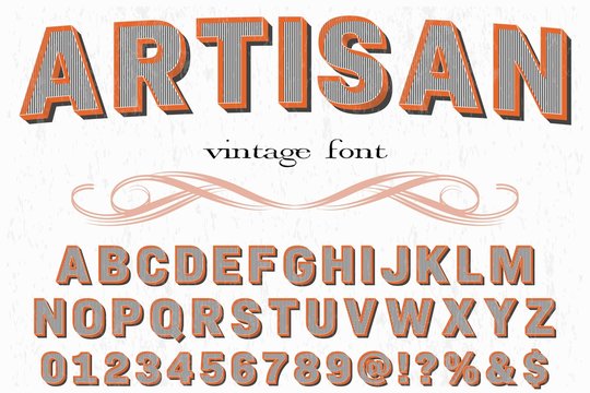 abc Classic vintage decorative font label design named vintage artisan