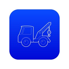 Car towing truck icon blue vector isolated on white background