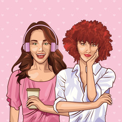 Pop art fashion and beautiful women cartoon