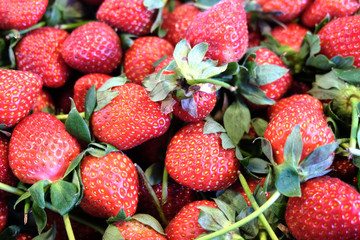 Beautiful red strawberries use for poster background and web background.
