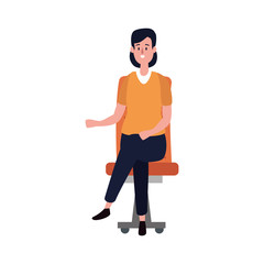 elegant businesswoman worker seated in office chair