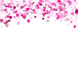 Hearts confetti flying vector background graphic design.