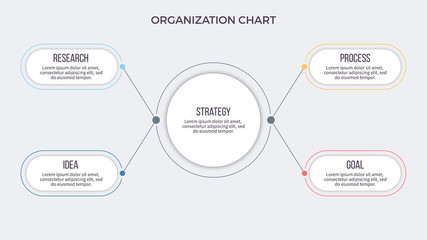 Business infographic. Organization chart with 4 options. Vector template.