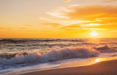 Fototapeta na wymiar Beautiful Landscape Ocean Summer sunset Natural background 