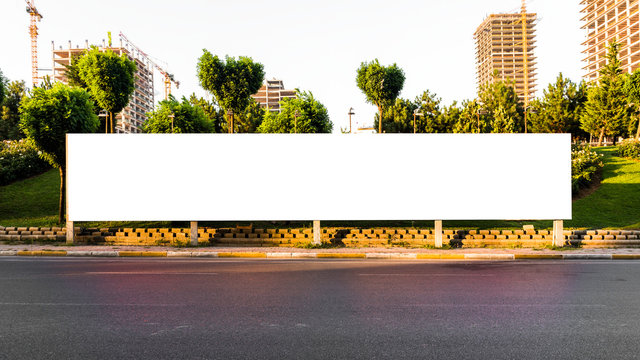 Large blank billboard giantboard for outdoor advertising.