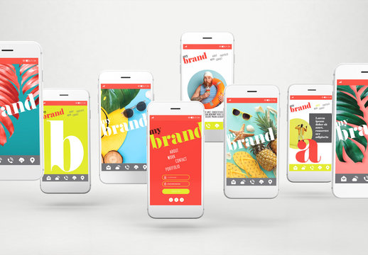 Floating Smartphones Mockup