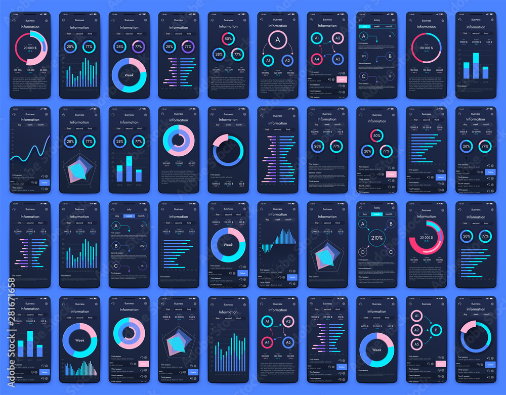 Poster vector graphics set mobile infographics. stock vector