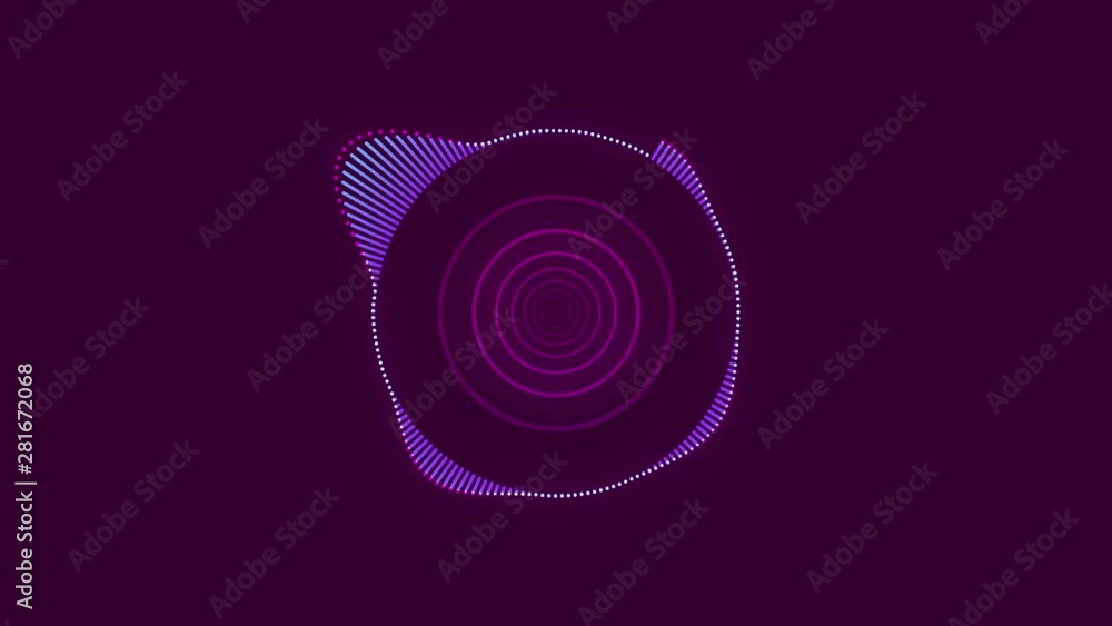 Poster abstract animation of colorful sound wave circle equalizer. animation. audio spectrum simulation for