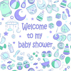 Fototapeta na wymiar Vector baby shower invitation