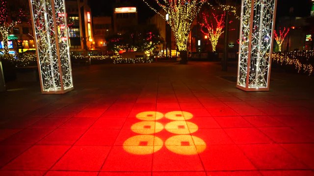 Tilt up shot of Shinshu Ueda Lighting Festival,  Ueda,  Nagano