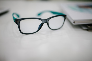 Black eye glasses spectacles. health and vision concept.