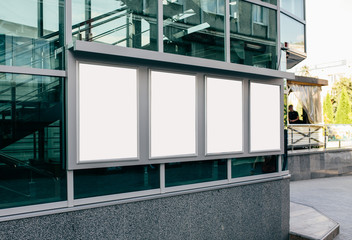 Four eectronic blank billboards with empty space for your text message or promotional content