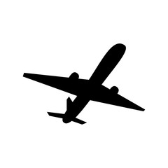 Black plane takes off on a white background