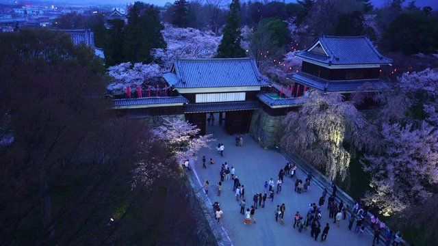 Ueda&nbsp;Castle at springtime sunset,  Nagano&nbsp;Prefecture,  Ueda&nbsp;City