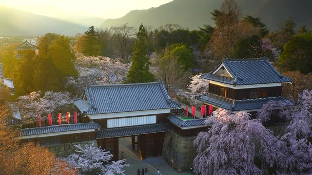 Ueda&nbsp;Castle at springtime sunset,  Nagano&nbsp;Prefecture,  Ueda&nbsp;City
