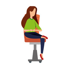 elegant businesswoman worker seated in office chair