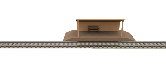 Railway Countryside station 3D illustration