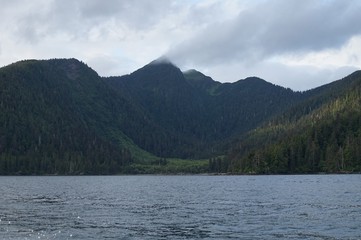 Fototapeta premium Alaskan Coastline as seen from a Sport Fishing Boat
