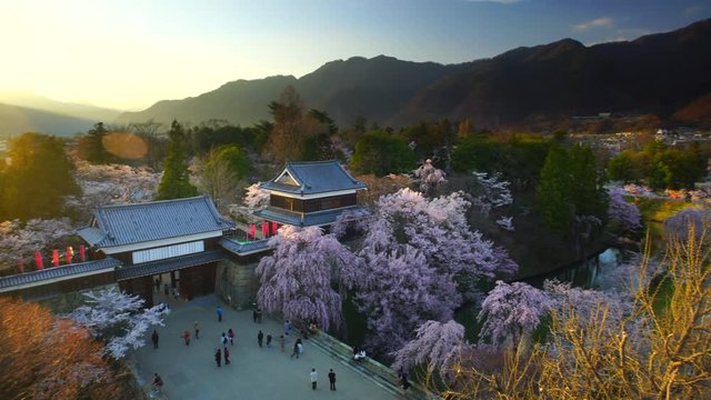 Ueda&nbsp;Castle at springtime sunset,  Nagano&nbsp;Prefecture,  Ueda&nbsp;City
