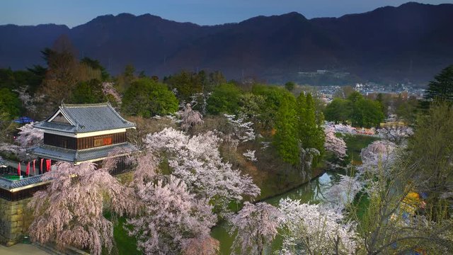 View of Ueda Castle at springtime,  Nagano Prefecture,  Ueda City