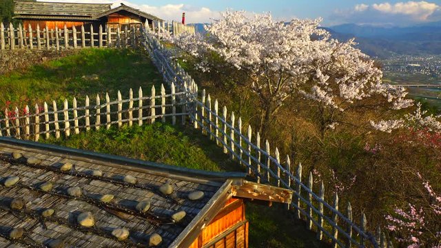 View of Arato castle ruins,  Nagano Prefecture,  Chikuma City