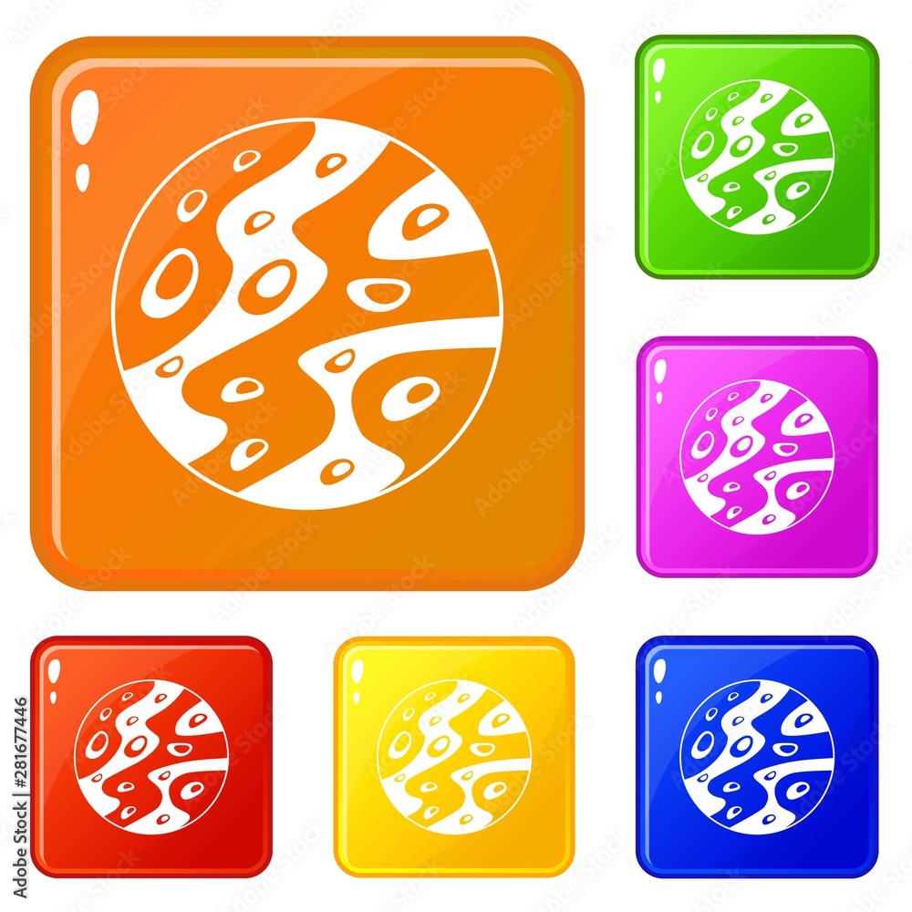 Poster moon icons set collection vector 6 color isolated on white background