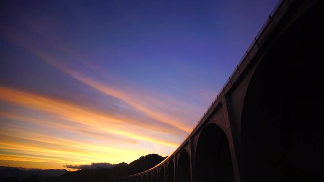 Ueda&nbsp;Roman Bridge at sunset,  Ueda,  Nagano&nbsp;Prefecture,  Japan